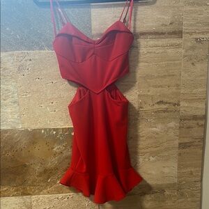 Elegant Red Cutout Dress